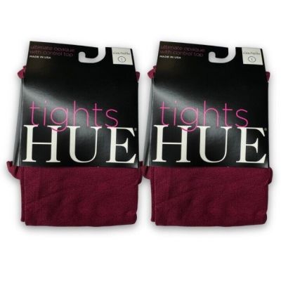HUE Scarlet Red Ultimate Opaque Control Top Tights Womens Size 1 U3271 2 Pairs
