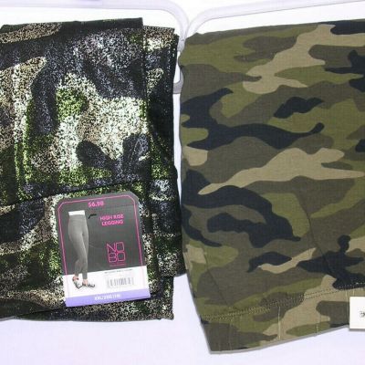 High Rise Ankle Leggings Black Metallic Camo Sexy Sueded 2X 19+3XL Cotton Green