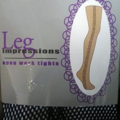 NEW Leg Impressions Open Work Fishnet Tights Unique BLACK Hose One Size Fits All