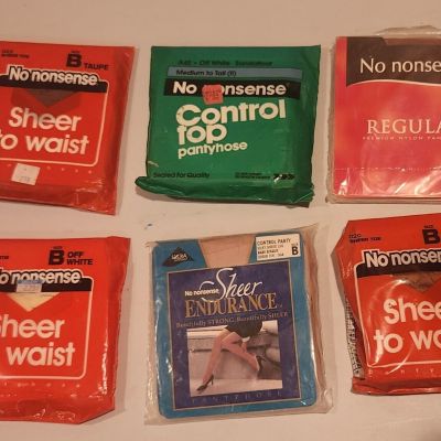 Pantyhose Control Top Sheer toe Endurance off white Beige No Nonsense LOT 6 Pair
