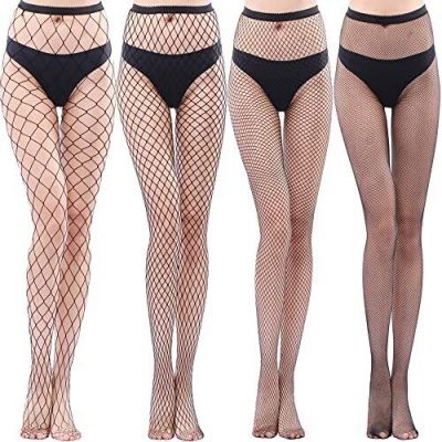 Womens Plus Size High Waist Tights Fishnet Stockings Thigh High Pantyhose for...
