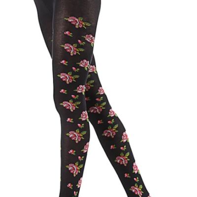 Victorian Trading Needlepoint Rose Posies Hosiery L/XL Floral Tights ...