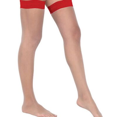 Colored Silicone Stay Up Stockings Red O/s