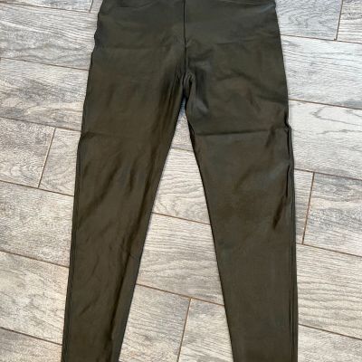 Spanx Plus Size 3X 3XL Leggings Yoga Pants Green Faux Leather Moto Stretch