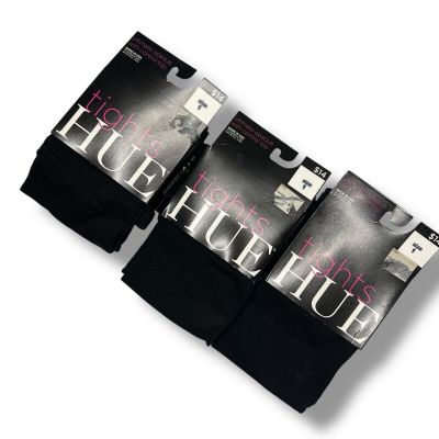 Womens Hue Size 1 Black Ultimate Opaque Tights With Control Top 3 Pair New
