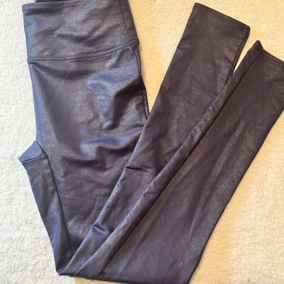 ALL WORTHY The Ultimate Leather look Legging navy blue workout size Small