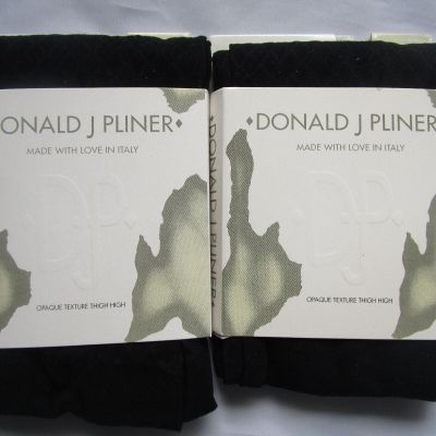 2 pair Donald J Pliner Opaque Texture Tights Thigh High Size S-M Style 8183TH