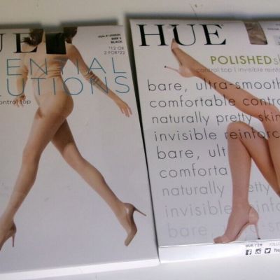 2 Pairs of Hue pantyhose Size 3 Style 10775 (natural) and U5992N (Black)