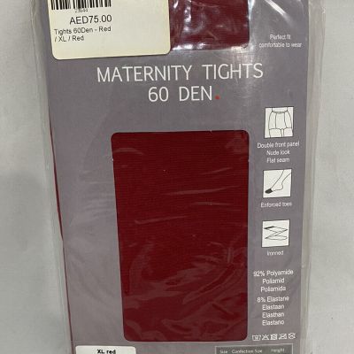 Mamsy Maternity Tights 60 Denier Double Front Panel Size XL  Red - Brand New