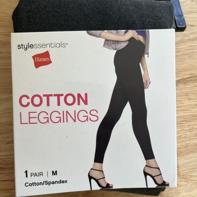 Hanes Style Essentials Women's Cotton Spandex Leggings Marble Heather Gray M NWT