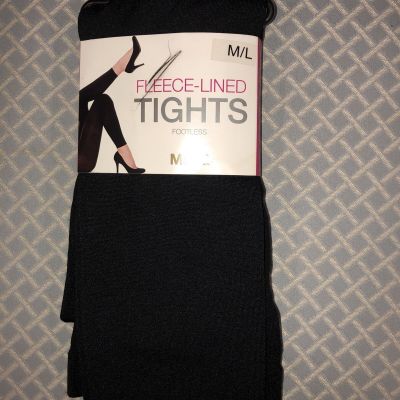 NWT-Black Fleece Lined Footless Tights M/L