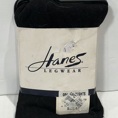 New Hanes Legwear Black Silky Opaque Tight Control Top Size EF