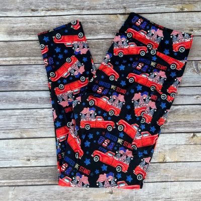USA Gnome United We Stand Red Truck Women's Leggings TC Plus Size 12-20