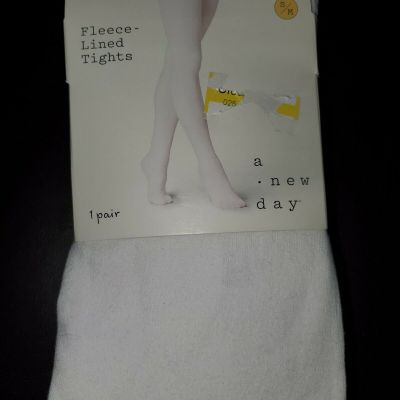 A New Day Women's Size Small/Medium Ivory Colored Fleece Lined Tights B51