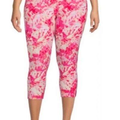 Terra & Sky Women's Tie Dye Pink High Rise Super Soft Capri Leggings 3X 24W-26
