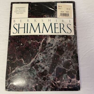 Berkshire Shimmers Ultra Sheer Leg Full Control Top Pantyhose Black Size 1
