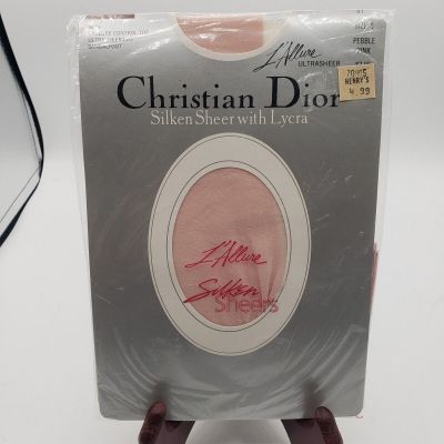 VTG Christian Dior Pantyhose Ultra Sheer Control Top Sandalfoot Sz 3 Pebble Pink