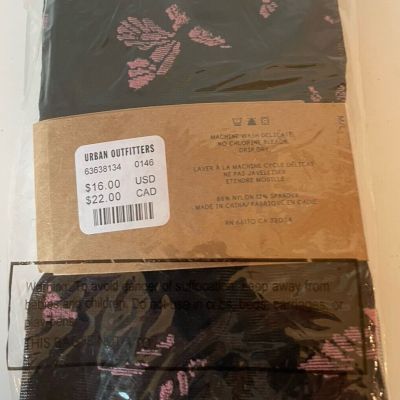 NEW URBAN OUTFITTERS BUTTERFLY TIGHTS EMBROIDERED BUTTERFLIES SHEER BLACK   M/L