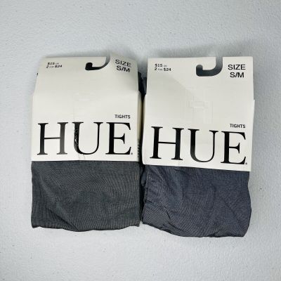 Hue Satin Tights With Control Top Steel Gray Size S/ M New 2 Pair Pack
