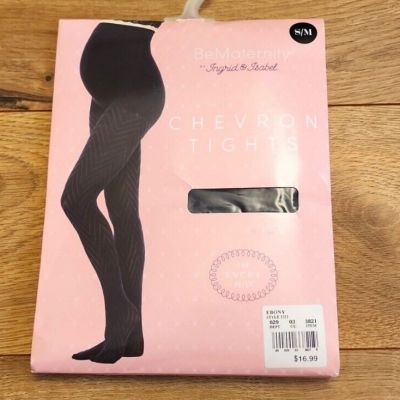 NEW BeMaternity by Ingrid and Isabel Black Maternity Chevron Tights S/M