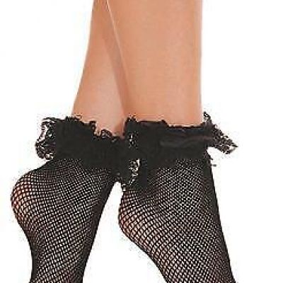 sexy MUSIC LEGS lace RUFFLE fishnet ANKLE highs SOCKS dressy ANKLETS stockings