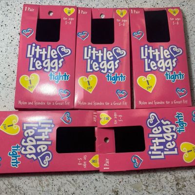 Little Leggs Tights 5 PAIRS Medium Black Brand New In Package Nylon And Spandex