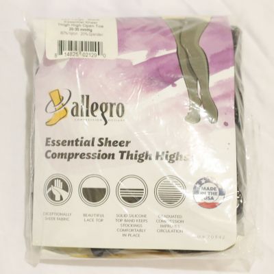 Allegro Women's Essential Sheer Compression Thigh Highs LL7 Black Size 3XL NWT