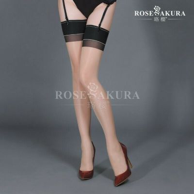 Rose Sakura 2 Tone Back Seamed Stockings Thigh High Ultra-thin 10 Denier 0906