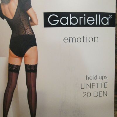 GABRIELLA LINETTE EMOTIONS BACKSEAM HOLD UP STOCKINGS BLACK 2 SIZES 20 DEN
