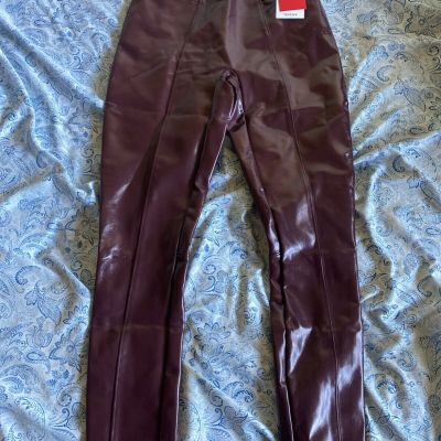 SPANX Faux Patent Leather Leggings -2030lQ -Ruby- Sz XS  NWT