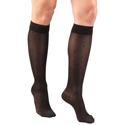 Truform Women's Stockings Knee High Sheer Dot Pattern: 15-20 mmHg XL BLACK