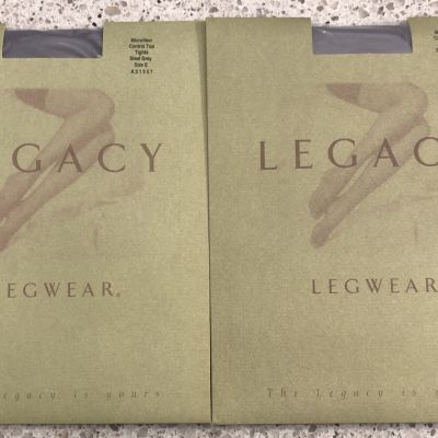 Lot of 2 Legacy QVC Control Top Tights A31857 Steel Gray Plus Size E Made In USA