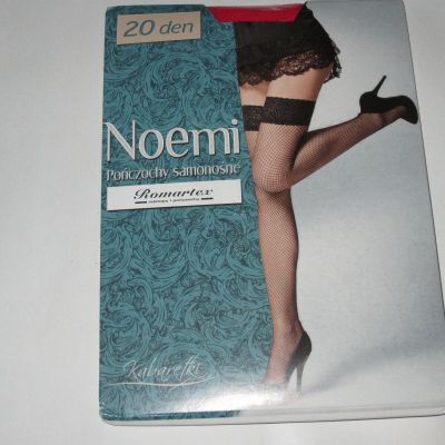 Lace Top 20 Denier Hold-Up Fishnet Stockings by Romartex, Red, Size 5/XL