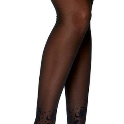 sexy ELEGANT MOMENTS sheer LACE top HEART scroll APPLIQUE thigh HIGHS stockings