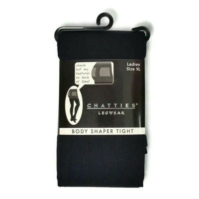 CHATTIES LEGWEAR Body Shaper Tight Footed Pantyhose Ladies Size XL Black