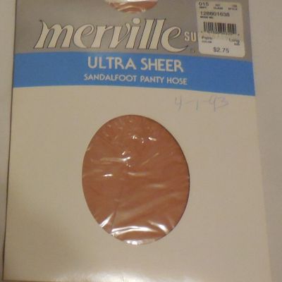 1  Merville Supreme Ultra Sheer Sandalfoot Panty Hose size Long color Palm VTG