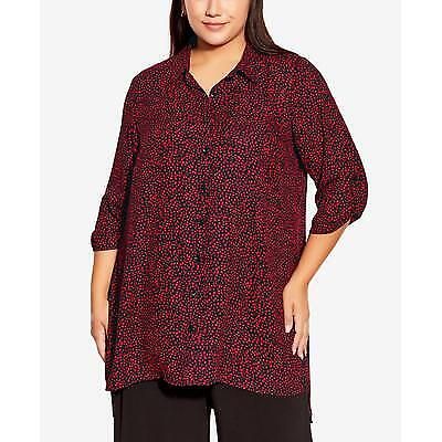 Avenue Plus Size Longline Blouse - Red Fleck 26/28