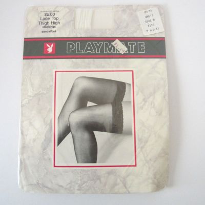 Vtg Playmate Lace Top Thigh High Stockings Size B 9 1/2 - 11 Sandlefoot White
