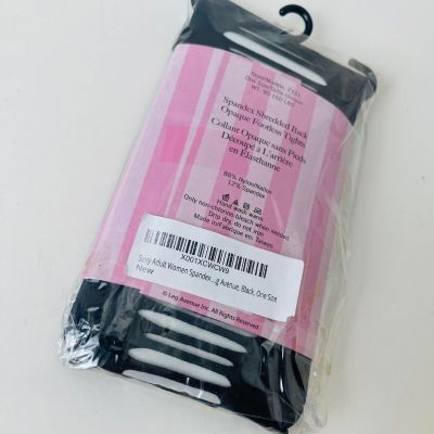 Leg Avenue Spandex Shredded Back Opaque Footless Tights, One Size - Black - NEW