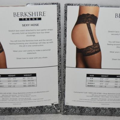 2 Berkshire Black Nude Sexyhose Stockings Pantyhose Garter Belt Lot A-B A B