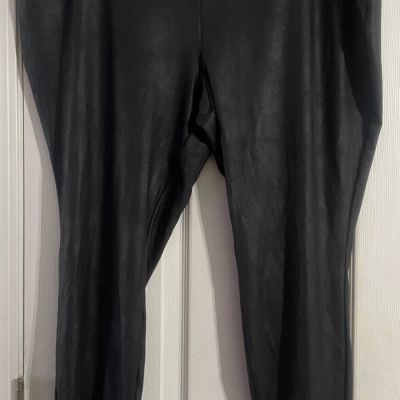 Womens Plus Size 2X (20W-22W) Terra & Sky Black Faux Leather Leggings