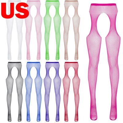 US Women See Through Fishnet Pantyhose Hollow Out Stockings Closed Toe Tights