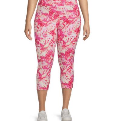 Terra and Sky Coral Tie Dye High Rise Capri Leggings 2X (20W-22W) NWT