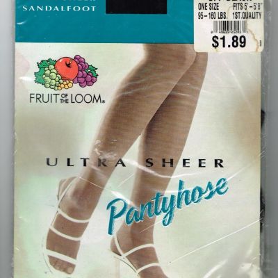 Fruit of the Loom Off Black Ultra Sheer Size 95 - 160 lbs 5' - 5'8'' Pantyhose