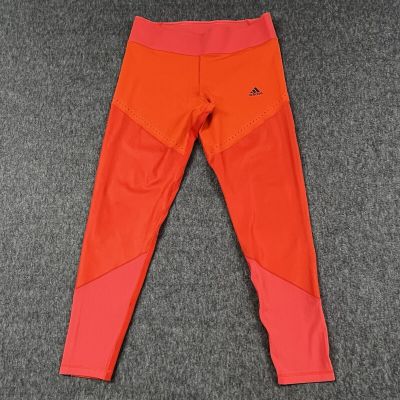 Adidas Leggings Womens Large Orange Pink Athletic Yoga Workout