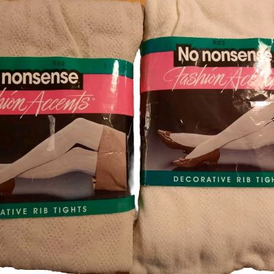 Vtg Two Pair Of No Nonsense Fashion Accents  Rib Tights NEW Womens Accessories