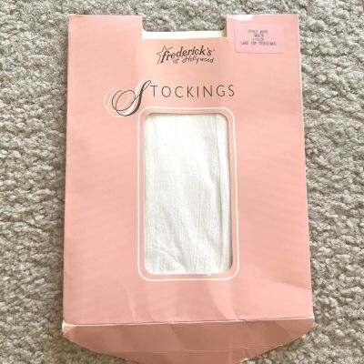 Vintage Fredericks of Hollywood Style 995 White 100perc Nylon Stockings USA