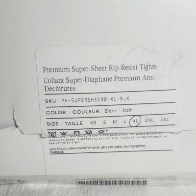 Sheertex Premium Super-Sheer Rip-Resist Tights - Black - Size XL