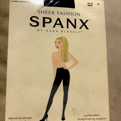 New! Sheer Fashion SPANX 384 Diamond Patterned Sheers-Elongates Legs-Slims Tummy