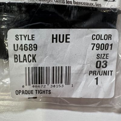 HUE - Women's Opaque Tights - BLACK - Size 3